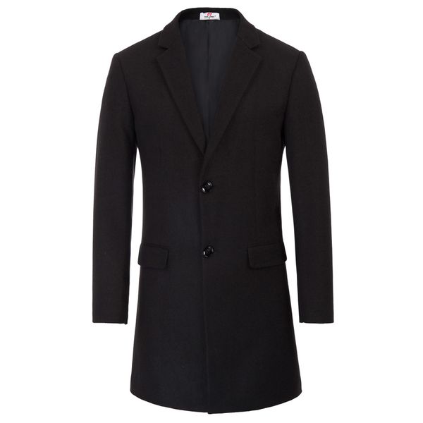 men's coat stylish outwear autumn winter warm single breasted classic fashion solid color long coat wool blends windbreaker, Black
men's coat stylish outwear autumn winter warm single breasted classic fashion solid color long coat wool blends windbreaker, Black