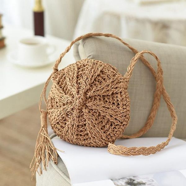summer beach handbag women circle woven rattan bag casual wild straw knitting bags vintage handmade bohemian mini crossbody bag 
summer beach handbag women circle woven rattan bag casual wild straw knitting bags vintage handmade bohemian mini crossbody bag