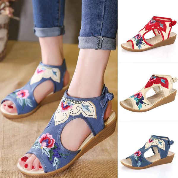 2019 women's sandals wedges summer ladies shoes print peep toe retro exotic embroidered shoes low heel sandal buckle strap, Black
2019 women's sandals wedges summer ladies shoes print peep toe retro exotic embroidered shoes low heel sandal buckle strap, Black