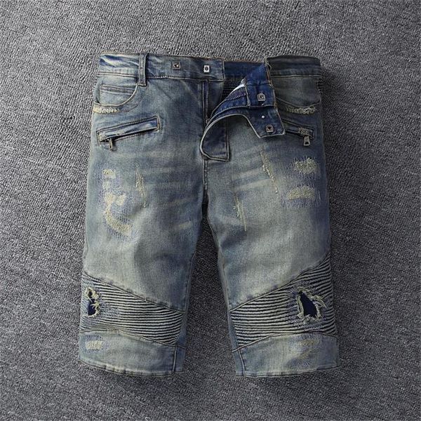 european and american style men's fashion designer jeans short pant with crystal studs flap designer patched ripped biker jeans, Blue
european and american style men's fashion designer jeans short pant with crystal studs flap designer patched ripped biker jeans, Blue