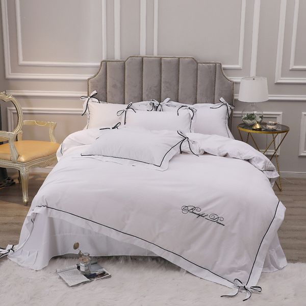 home textile white wedding duvet cover set bowknot bedding set solid 100%cotton bed sheet pillowcase letter embroidered bedding
home textile white wedding duvet cover set bowknot bedding set solid 100%cotton bed sheet pillowcase letter embroidered bedding