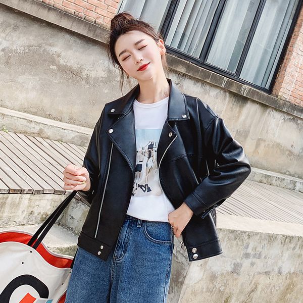 2019 new fashion female leather jackets spring autumn rivet plus size women lapel zipper moto biker short jacket cc700, Black
2019 new fashion female leather jackets spring autumn rivet plus size women lapel zipper moto biker short jacket cc700, Black