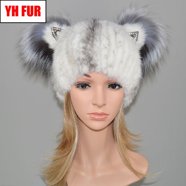 2019 winter warm women knitted real caps natural real hats two sliver fur balls beanies hat, Blue;gray
2019 winter warm women knitted real caps natural real hats two sliver fur balls beanies hat, Blue;gray