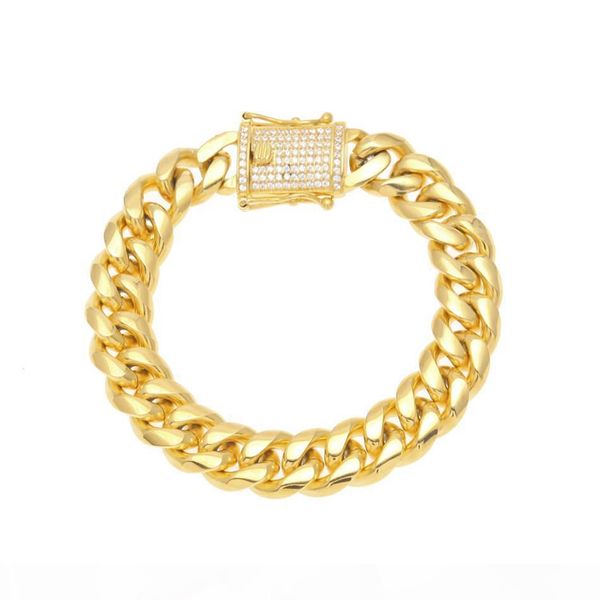 14mm mens cuban miami link bracelet rhinestone clasp iced out gold silver stainless steel chain bracelet 22cm, Black
14mm mens cuban miami link bracelet rhinestone clasp iced out gold silver stainless steel chain bracelet 22cm, Black