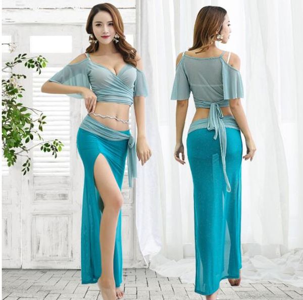 summer new belly dance training stage performance fairy high split oriental dance loncng jacket+skirt for lady dancer, Red
summer new belly dance training stage performance fairy high split oriental dance loncng jacket+skirt for lady dancer, Red
