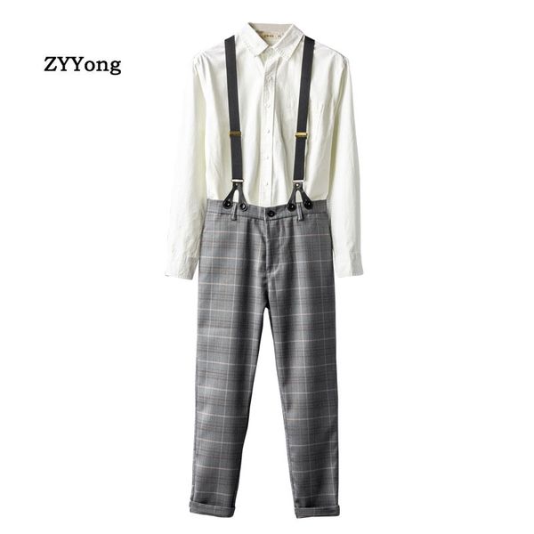 new men's bib overalls business leisure gray lattice suit pants large size gentleman style slim jumpsuits office trousers, Black
new men's bib overalls business leisure gray lattice suit pants large size gentleman style slim jumpsuits office trousers, Black