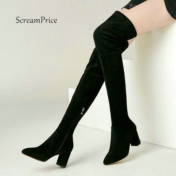 women suede fashion side zipper over the knee boots comfortable square heel thigh elastic boots black wine red beige
women suede fashion side zipper over the knee boots comfortable square heel thigh elastic boots black wine red beige