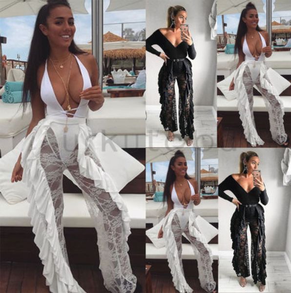 pants 2018 women high waist see-through lace mesh summer beach long pants trousers, Black;white
pants 2018 women high waist see-through lace mesh summer beach long pants trousers, Black;white