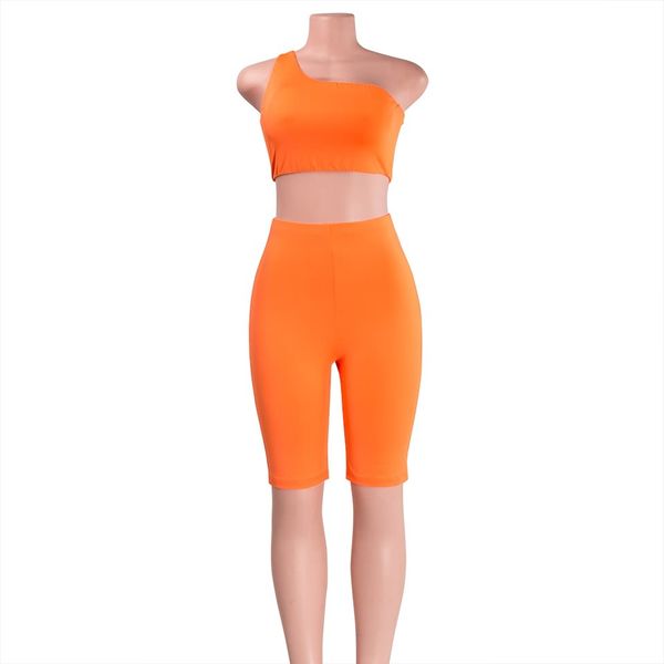women's fashion casual one-shoulder umbilical fluorescent two-piece short two piece set crop and biker shorts women, White;black
women's fashion casual one-shoulder umbilical fluorescent two-piece short two piece set crop and biker shorts women, White;black