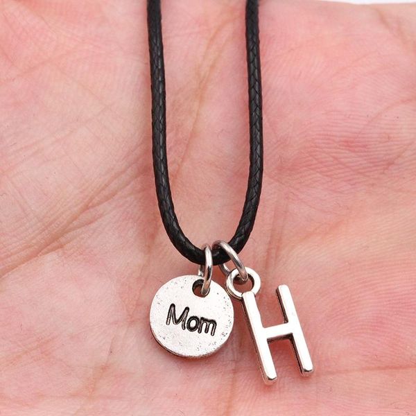 a-z letter love mom diy tibetan silver color pendant black leather necklace handmade fashion jewelry for men women gift ljols
a-z letter love mom diy tibetan silver color pendant black leather necklace handmade fashion jewelry for men women gift ljols