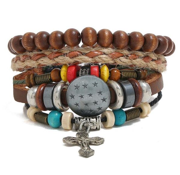 2020 100% genuine leather bracelet diy hemp rope five stars cross beading men's combination suit bracelet 3styles/1set, Black
2020 100% genuine leather bracelet diy hemp rope five stars cross beading men's combination suit bracelet 3styles/1set, Black