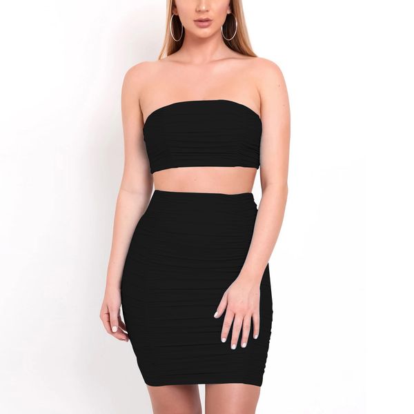 Summer 2020 new women's Sexy Slim vest pleated bra two-piece set hip skirt, White;black
Summer 2020 new women's Sexy Slim vest pleated bra two-piece set hip skirt, White;black