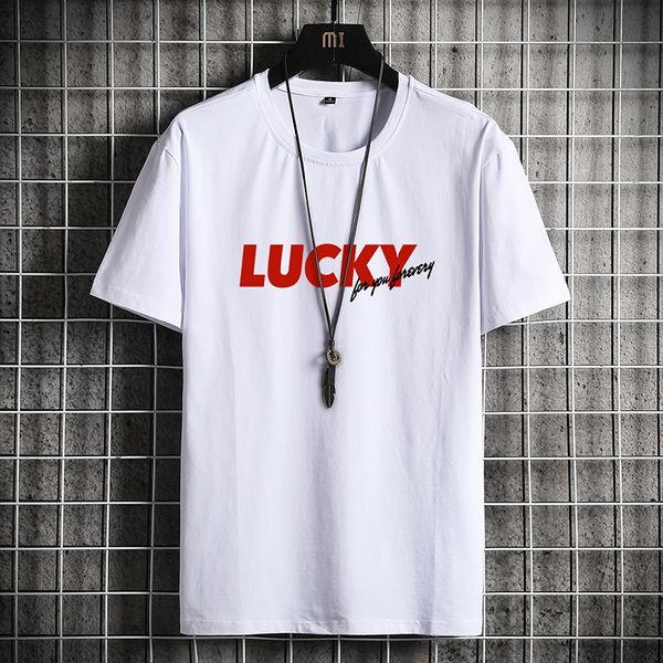 lucky t-shirt male summer wild ins popular cool handsome letter print brand kpop round neck tee m-4xl, White;black
lucky t-shirt male summer wild ins popular cool handsome letter print brand kpop round neck tee m-4xl, White;black