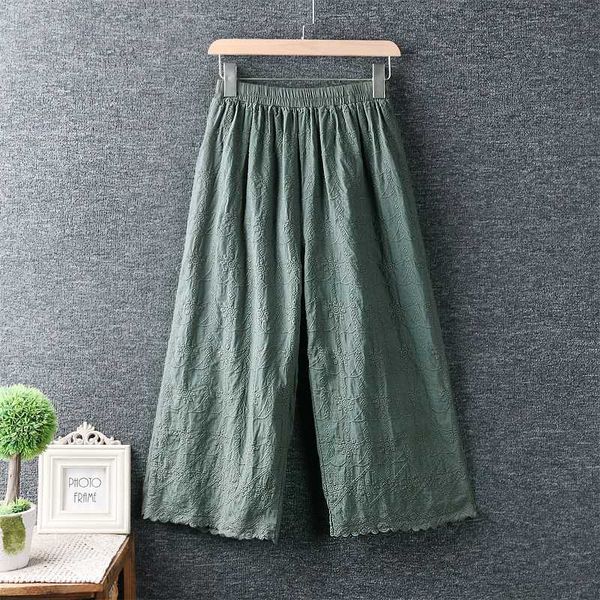 summer japanese fresh elastic waist embroidery cotton wide leg pants loose female casual pants, Black;white
summer japanese fresh elastic waist embroidery cotton wide leg pants loose female casual pants, Black;white