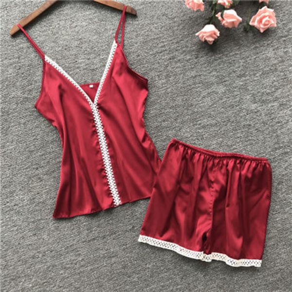 daeyard 2019 lace trim silk cami & shorts pajamas set women plain spaghetti strap sleeveless summer sleepwear home clothes, Blue;gray
daeyard 2019 lace trim silk cami & shorts pajamas set women plain spaghetti strap sleeveless summer sleepwear home clothes, Blue;gray