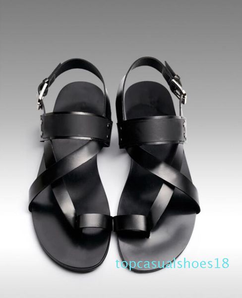 new clip toe fashion leather sandals authentic summer cut out men's leather roman sandals men's buckle strap shoes british men t18, Black
new clip toe fashion leather sandals authentic summer cut out men's leather roman sandals men's buckle strap shoes british men t18, Black