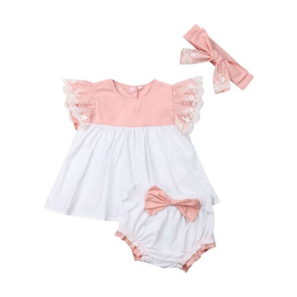 us stock 3pcs newborn baby girl outfits clothes fly sleeve lace dress+tutu shorts pants set, Pink;blue
us stock 3pcs newborn baby girl outfits clothes fly sleeve lace dress+tutu shorts pants set, Pink;blue