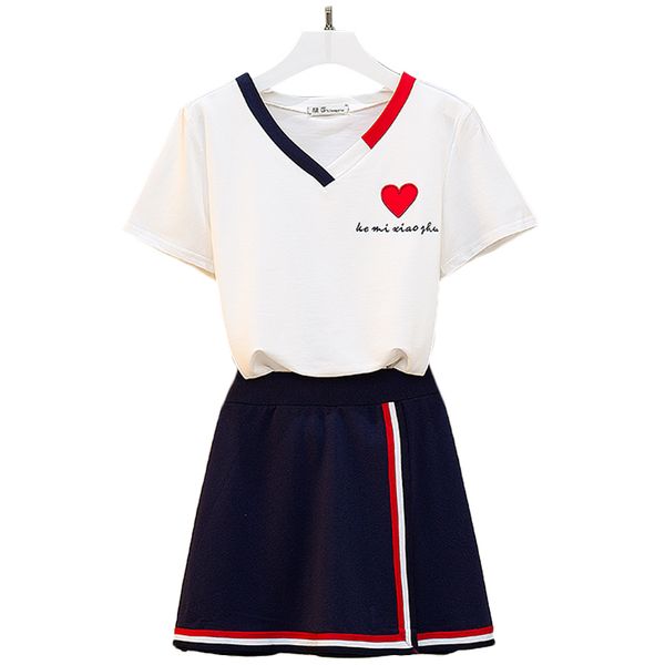 summer style korean fashion super fire short sleeve t-shirt & skirt of tall waist love fashion leisure two-piece clothing set, White
summer style korean fashion super fire short sleeve t-shirt & skirt of tall waist love fashion leisure two-piece clothing set, White