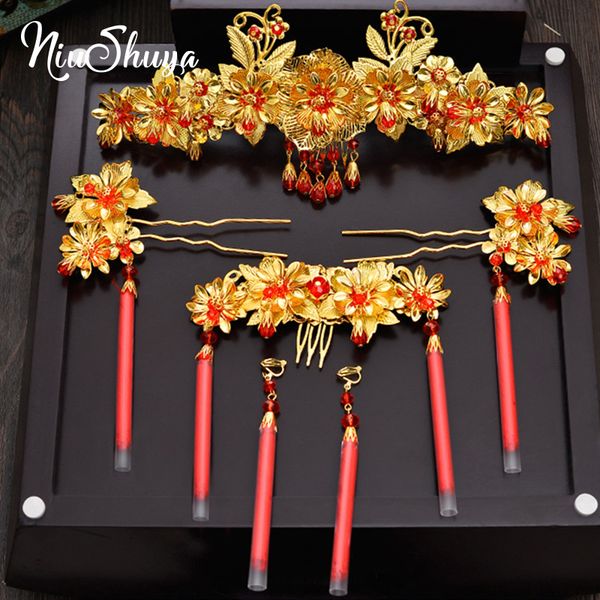 niushuya traditional chinese style red flower long tassel hair ornament vintage bridal headdress wedding hairpin hair accessory, Golden;white
niushuya traditional chinese style red flower long tassel hair ornament vintage bridal headdress wedding hairpin hair accessory, Golden;white