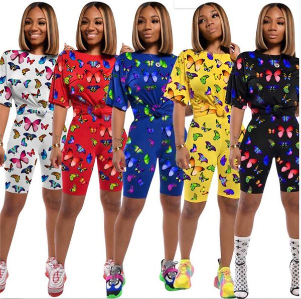 women tracksuit summer butterfly print short sleeve t-shirt tees shorts short trousers pants ladies two piece outfits sports suit e31910, White
women tracksuit summer butterfly print short sleeve t-shirt tees shorts short trousers pants ladies two piece outfits sports suit e31910, White