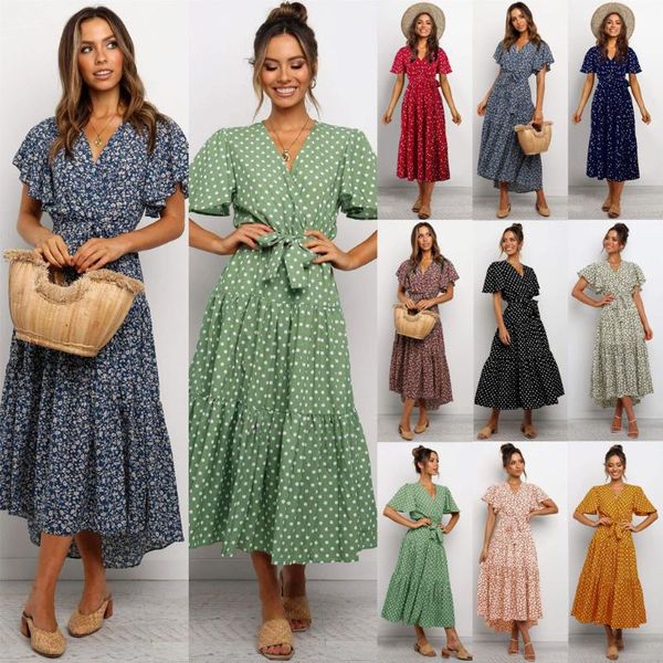womens v neck polka dot maxi dress ladies summer beach holiday floral sundresses new fashion casual waist thin dress sale, White
womens v neck polka dot maxi dress ladies summer beach holiday floral sundresses new fashion casual waist thin dress sale, White