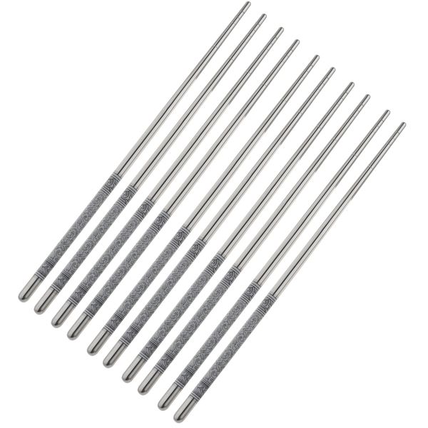 5 pairs stainless steel chinese style chopsticks metal reusable, perfect for any asian-style dinner, sushi nights and any asian special
5 pairs stainless steel chinese style chopsticks metal reusable, perfect for any asian-style dinner, sushi nights and any asian special