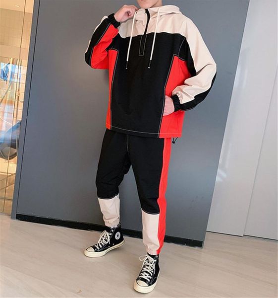 mens colors panelled designer tracksuits hoodies pencil pants fashion mens 2pcs set pullover jacket sports suits, Gray
mens colors panelled designer tracksuits hoodies pencil pants fashion mens 2pcs set pullover jacket sports suits, Gray