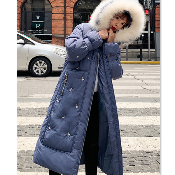 elegant flamingo embroidery long winter coat women fashion warm big fur collar hooded thick parkas winter jacket plus size 2019, Black
elegant flamingo embroidery long winter coat women fashion warm big fur collar hooded thick parkas winter jacket plus size 2019, Black