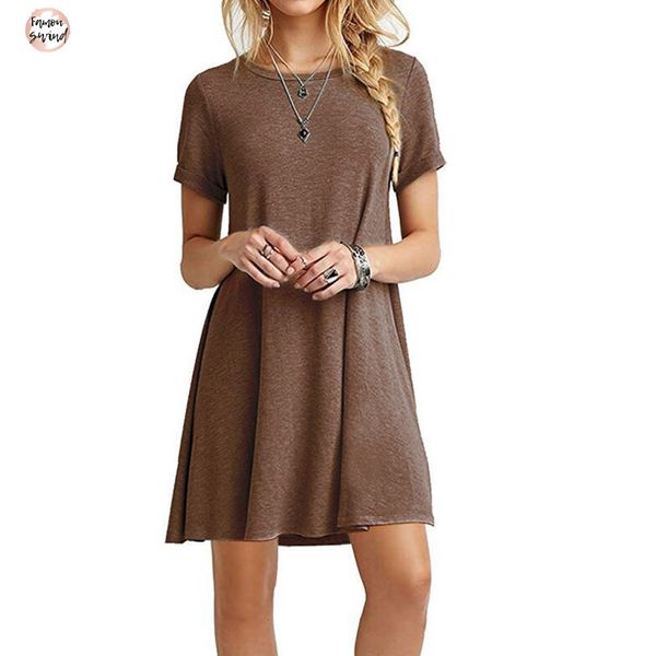 fashion color summer dress women casual round neck solid basic vintage dresses short sleeve tent plain short dress designer clothes, Black;gray
fashion color summer dress women casual round neck solid basic vintage dresses short sleeve tent plain short dress designer clothes, Black;gray