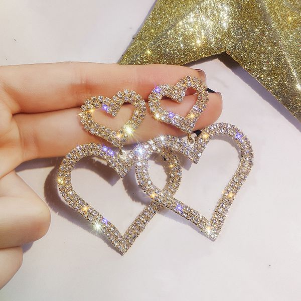 dominated exaggerated fashion crystal double heart earrings contracted joker long women drop earrings jewelry, Silver
dominated exaggerated fashion crystal double heart earrings contracted joker long women drop earrings jewelry, Silver