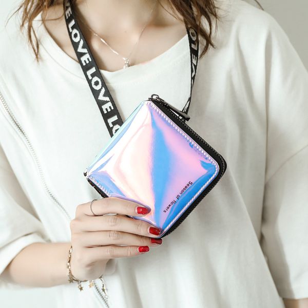 women colorful wallet clutch laser phone bag student folding mini wallet female fashion lanyard purse, Red;black
women colorful wallet clutch laser phone bag student folding mini wallet female fashion lanyard purse, Red;black