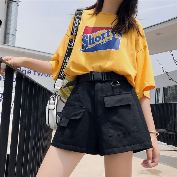 korea ins summer new bf wind loose pocket vintage short women button solid color large size high waist casual cargo shorts, White;black
korea ins summer new bf wind loose pocket vintage short women button solid color large size high waist casual cargo shorts, White;black