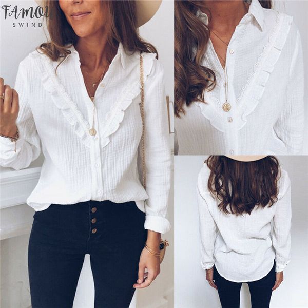 autumn spring shirt blouse women ladies ruffle ruffles elegant casual long sleeve v neck clothes fashion solid bandage blusas, White
autumn spring shirt blouse women ladies ruffle ruffles elegant casual long sleeve v neck clothes fashion solid bandage blusas, White