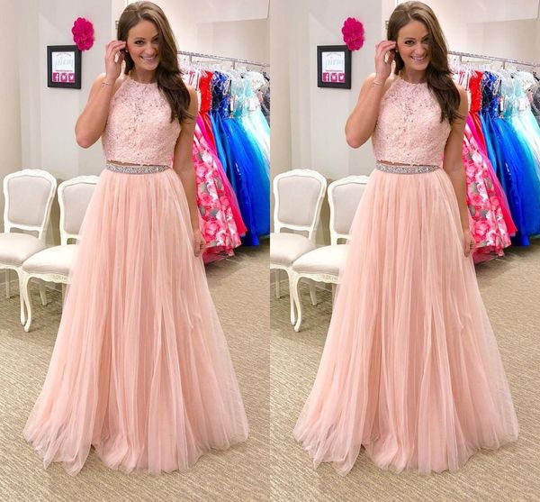 light pink lace prom dresses 2 pieces jewel open back beaded crystal draped tulle skirt dresses evening wear elegant formal dress plus size, Black
light pink lace prom dresses 2 pieces jewel open back beaded crystal draped tulle skirt dresses evening wear elegant formal dress plus size, Black