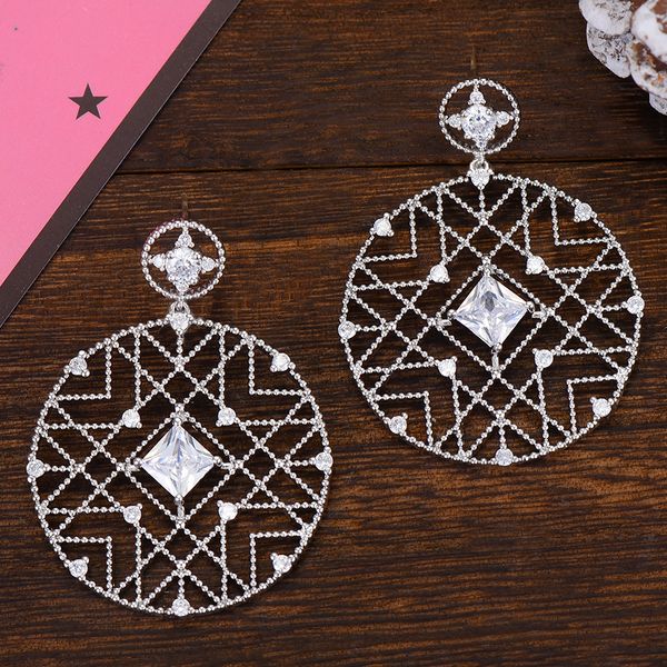 godki 47mm luxury round dangle earring for women wedding cubic zircon dubai gold bridal earring fashion jewelry 2019, Silver
godki 47mm luxury round dangle earring for women wedding cubic zircon dubai gold bridal earring fashion jewelry 2019, Silver