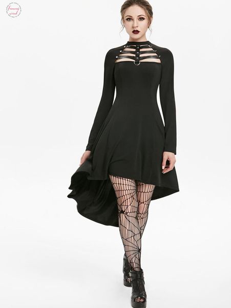 new women casual party dress faux leather insert raglan sleeve high low vintage gothic dress fall a line rivet midi dress, Black;gray
new women casual party dress faux leather insert raglan sleeve high low vintage gothic dress fall a line rivet midi dress, Black;gray
