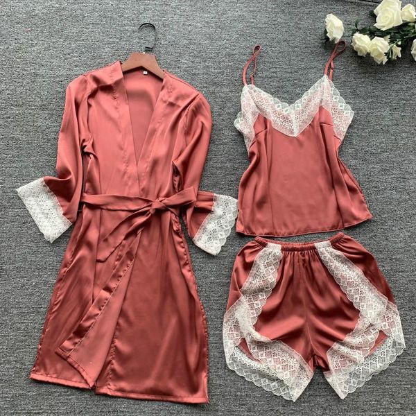lace women pajamas lace satin 3pcs sleepwear summer sling+shorts+robe female 3pcs pajamas suit casual home clothes, Black;red
lace women pajamas lace satin 3pcs sleepwear summer sling+shorts+robe female 3pcs pajamas suit casual home clothes, Black;red