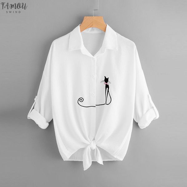 plus size women crop blouses causal cat print knotted hem shirt long sleeve blouse button blusa feminina 5%, White
plus size women crop blouses causal cat print knotted hem shirt long sleeve blouse button blusa feminina 5%, White