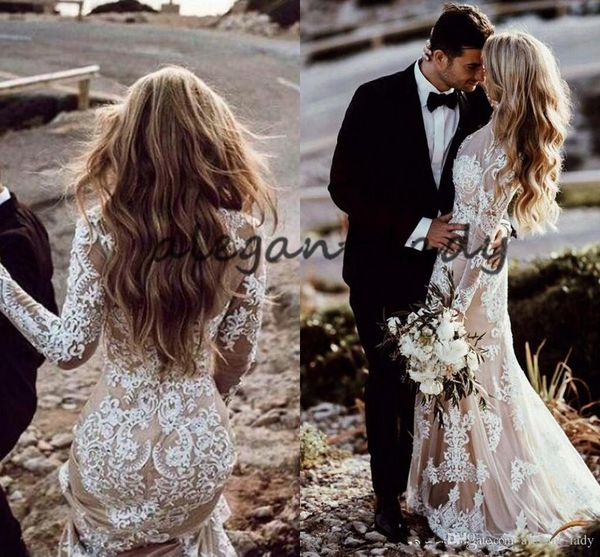 vintage champagne bohemian lace mermaid wedding dresses long sleeve jewel neck country wedding dress bridal gowns vestidos de noiva robe, White
vintage champagne bohemian lace mermaid wedding dresses long sleeve jewel neck country wedding dress bridal gowns vestidos de noiva robe, White