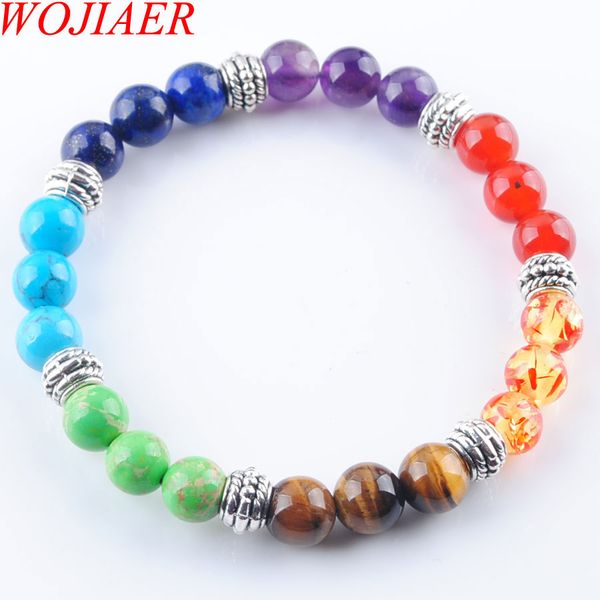 wojiaer 7 chakras reiki gem stone beads strand bracelet jewelry yoga meditation for women bracelets dk3281, Black
wojiaer 7 chakras reiki gem stone beads strand bracelet jewelry yoga meditation for women bracelets dk3281, Black