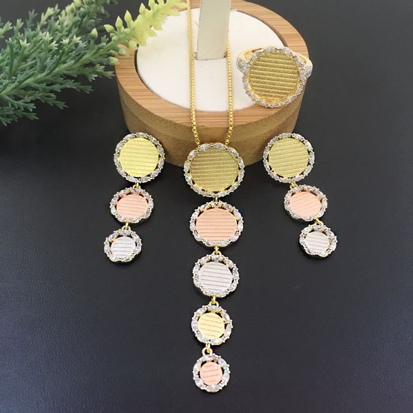 lanyika fashion jewelry graceful geometry circle sandblasting necklace with earrings and ring wedding banquet gift, Silver
lanyika fashion jewelry graceful geometry circle sandblasting necklace with earrings and ring wedding banquet gift, Silver