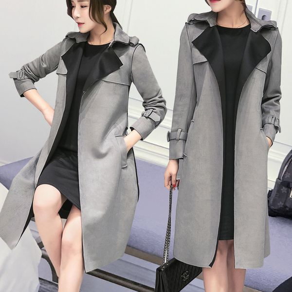 2019 new spring female overcoat long sleeve loose solid open stitch women causal suede medium long caot big size windbreaker, Tan;black
2019 new spring female overcoat long sleeve loose solid open stitch women causal suede medium long caot big size windbreaker, Tan;black