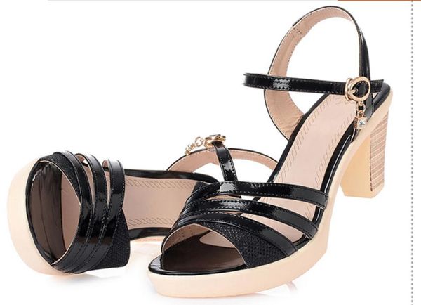2019 women's sandals in summer with new style high heel coarse heel@74, Black
2019 women's sandals in summer with new style high heel coarse heel@74, Black