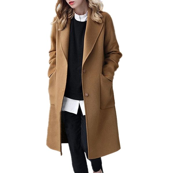 women autumn plus size loose elegant single breasted woolen coat outwear womens casual winter wool coat overcoat, Black
women autumn plus size loose elegant single breasted woolen coat outwear womens casual winter wool coat overcoat, Black