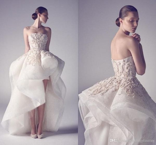 krikor jabotian embroidery high low wedding dresses a line strapless backless bridal gowns applique custom made formal wedding dress, White
krikor jabotian embroidery high low wedding dresses a line strapless backless bridal gowns applique custom made formal wedding dress, White
