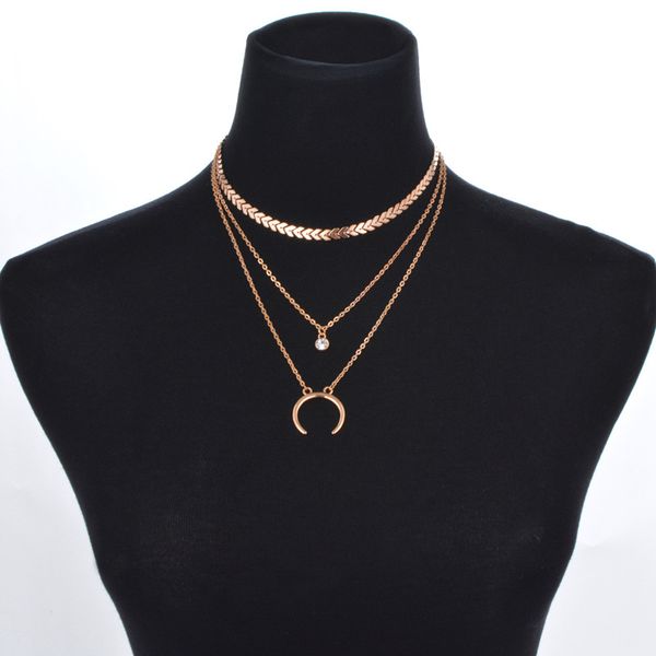 multilayer fashion punk choker necklace half moon rhinestone pendant for women metal arrows sequins classic jewelry, Golden;silver
multilayer fashion punk choker necklace half moon rhinestone pendant for women metal arrows sequins classic jewelry, Golden;silver