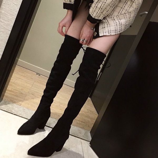new flock leather women over the knee boots lace up high heels autumn woman shoes winter women boots botin mujer c11-92, Black
new flock leather women over the knee boots lace up high heels autumn woman shoes winter women boots botin mujer c11-92, Black