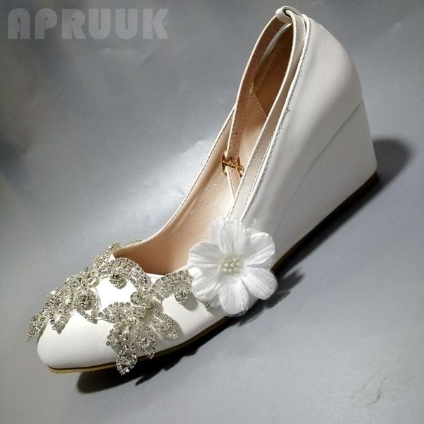 wedges crystal wedding shoes bride shinny bling bling white silver crystal buckle ankle straps bridal pumps plus size, Black
wedges crystal wedding shoes bride shinny bling bling white silver crystal buckle ankle straps bridal pumps plus size, Black