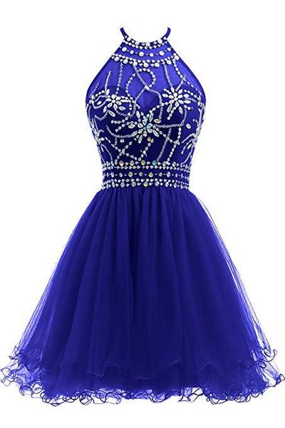 beaded crystal halter neck tulle homecoming dresses 2019 short prom dresses new party gowns for birthday, Blue;pink
beaded crystal halter neck tulle homecoming dresses 2019 short prom dresses new party gowns for birthday, Blue;pink
