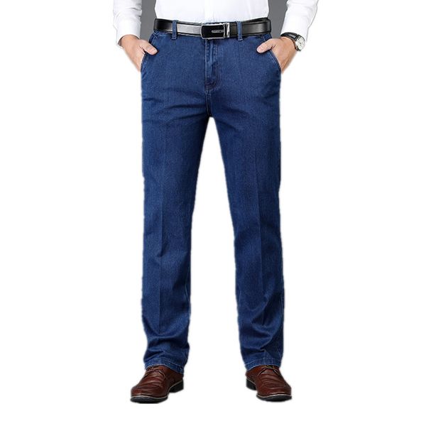 men's jeans 2021 summer high waist open bag business straight loose quality soft thin pants, Blue
men's jeans 2021 summer high waist open bag business straight loose quality soft thin pants, Blue